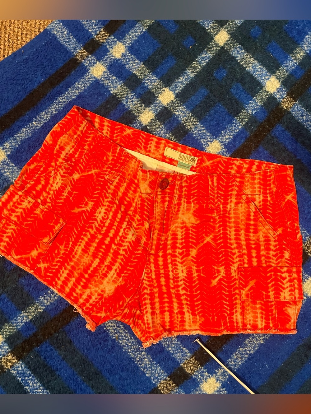 Route 66 Orange Tie-Dye Women’s Cargo Shorts - Picture 3 of 11